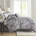 thumbnail image 2 of JERFIT Grey King Bedding Set 7-Piece Damask Print Comforter with Decorative Pillows & Bed Skirt, OEKO-TEX Certified 100% Cotton Sateen, 2 of 10