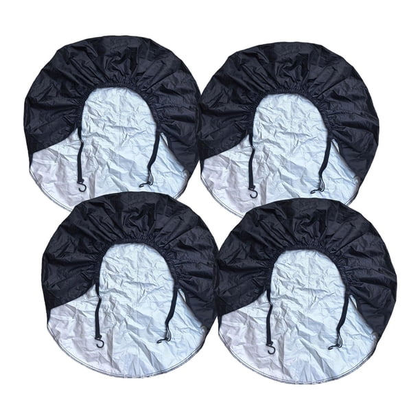 Funda para neumáticos de 4 piezas, de tela Oxford, resistente a intemperie y al polvo, accesorios robustos para RV, SUV, coche, remolque. Negro S