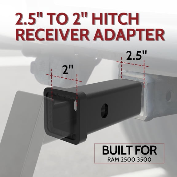 1-Pack 2.5 Inch to 2 Inch Hitch Receiver Reducer Adapter, Fits 2500 3500 Trucks, Steel Collar for Tow Hitch and Mounts