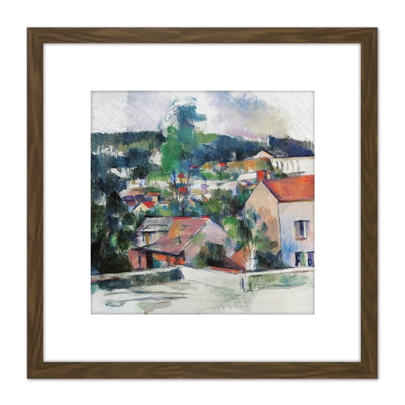 Paul Cezanne Landscape Cropped 8X8 Inch Square Wooden Framed Wall Art Print Picture with Mount