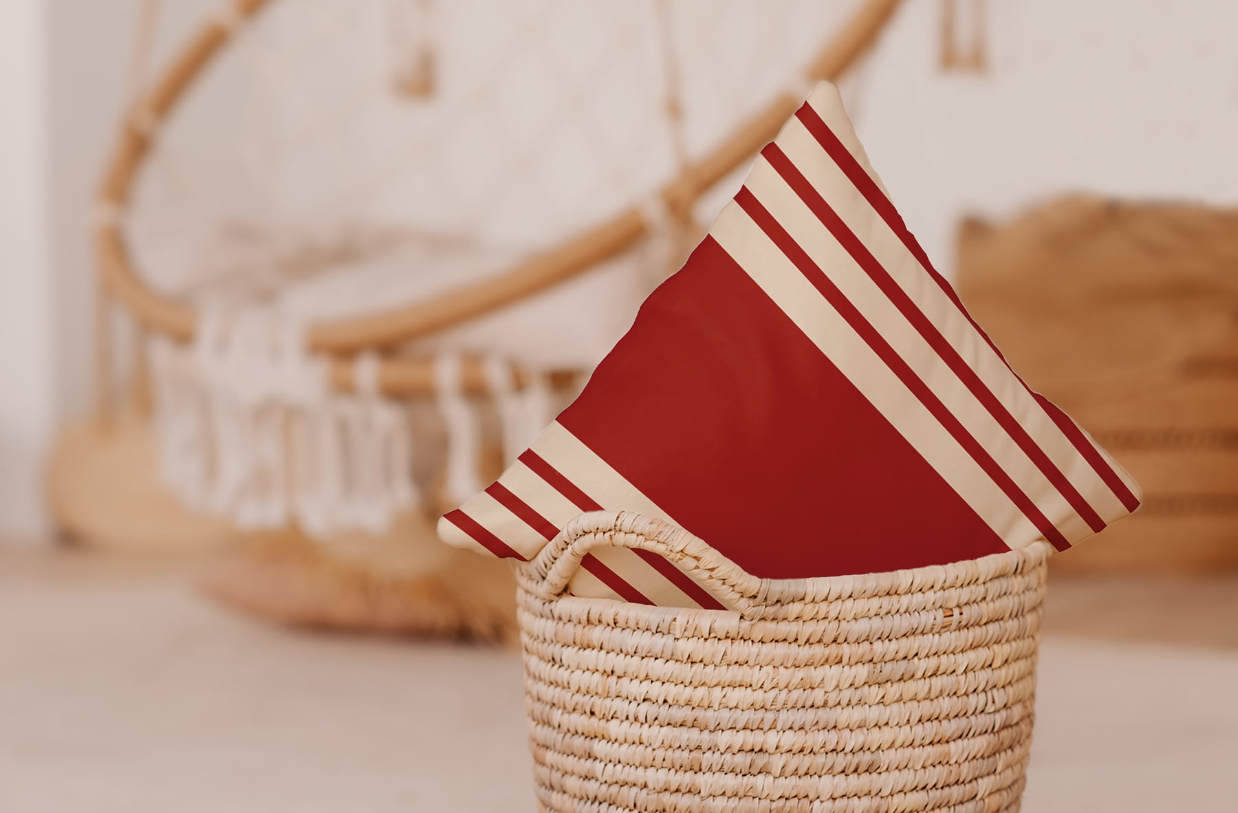 Simply Daisy 18" x 18" Stripe Decorative Throw Pillow, Maple Red