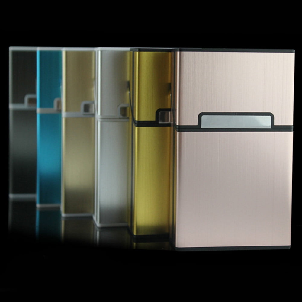 Aluminum Cigarette Case - Heavy Duty Metal Storage Box for Cigars & Cigarettes (9.3x5.7cm) | Pocket-Sized, Crush-Proof, Eco-Friendly Alloy Container - Glossy Silver