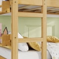 thumbnail image 5 of Mirightone Twin Over Twin Floor Bunk Bed with Storage Shelves and Ladder, Low Bunk Bed with Rattan Guardrails, Space-Saving Twin Bunk Bed, Natural, 5 of 8