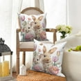thumbnail image 3 of Bunny Flower Throw Pillow Covers 18x18 Set of 2,Spring Floral Easter Rabbit Decorative Pillowcases for Sofa Couch Living Room, 3 of 6