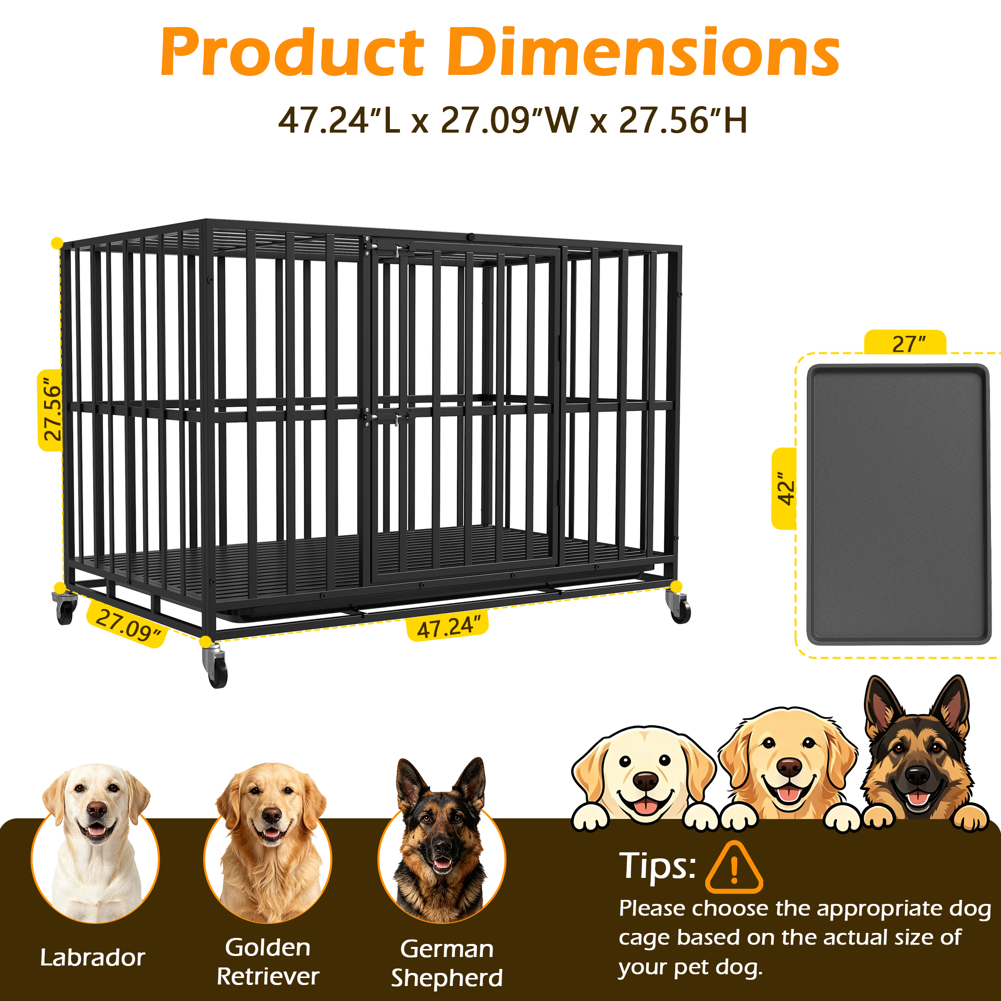 Waleaf 48-Inch Heavy Duty Steel Dog Crate with Double Doors photo 7
