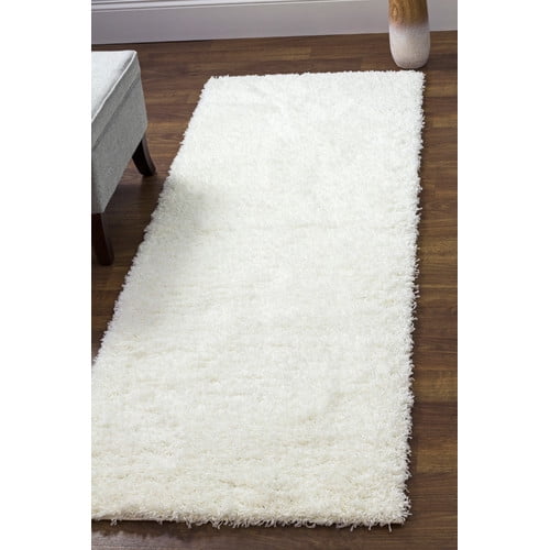 Super Area Rugs, Cozy Plush Solid White Shag Rug , 2' x 3'