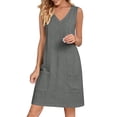 thumbnail image 4 of Bosfbaoi Dresses for Women Casual A-Line Shift Dress Loose V-Neck Sleeveless Tunic Dress with Pockets Summer Dresses for Women 2026, 4 of 7