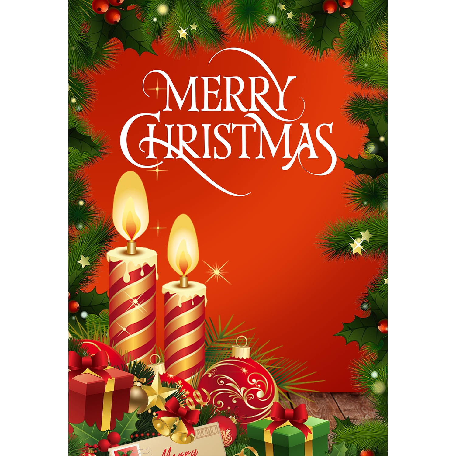 America Forever Merry Christmas House Flag 28 x 40 Inch Double Sided Outdoor Yard Winter Holiday Candles Ornament Star Red Christmas Decorations Flag