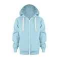 thumbnail image 2 of Toddler Sweatshirt Color Solid Zip Up Jackets Long Sleeve Hoodie Top Sleeve Up Coat Boys Jacket Sky Blue 11 Years-12 Years, 2 of 6