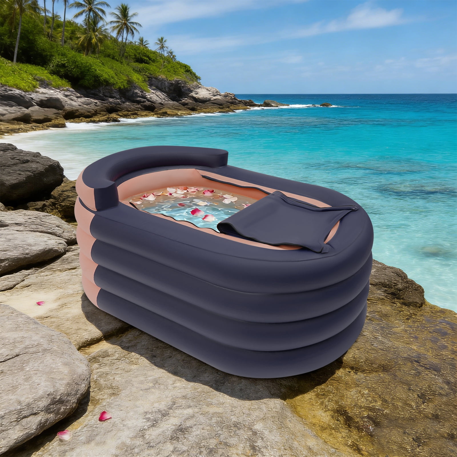 84*140*74cm/33. 07*55. 11*29. 13in Portable Ice Bath Tub PVC Inflatable Hot Bathtub SPA Massage Athletes Outdoor