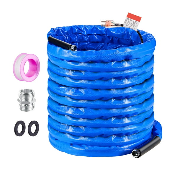 KFFKFF 100ft Warming Water Hose for RV, Temperature-Controlled Drinking Water Hose with Wavy Exterior Resistant to -45°F, Self-adjusting, 5/8" I.D. inclusive of 3/4" GHT Adapter, Free from Lead