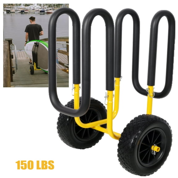 Suspenz Paddle Board & Surfboard Kayak Carts with Airless Wheels,Stand Up SUP Carrier Trolley,Yellow 150 LBS Load Capacity