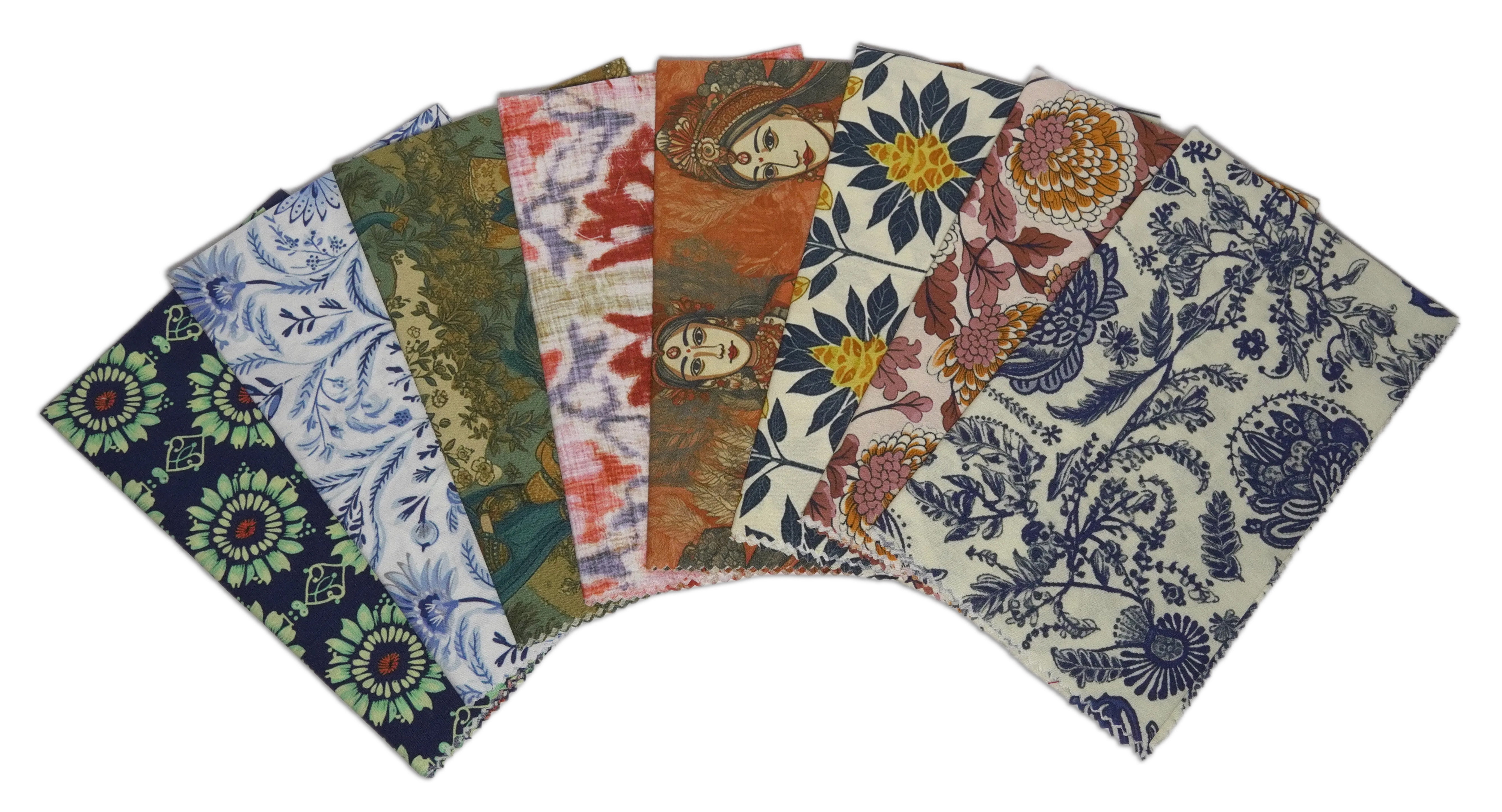 Soimoi 8 Pc Fat Quarter Bundle- Leaves & Floral Print 18"x 22" DIY Patchwork- 100% Cotton Pre-Cut Quilting Fabric