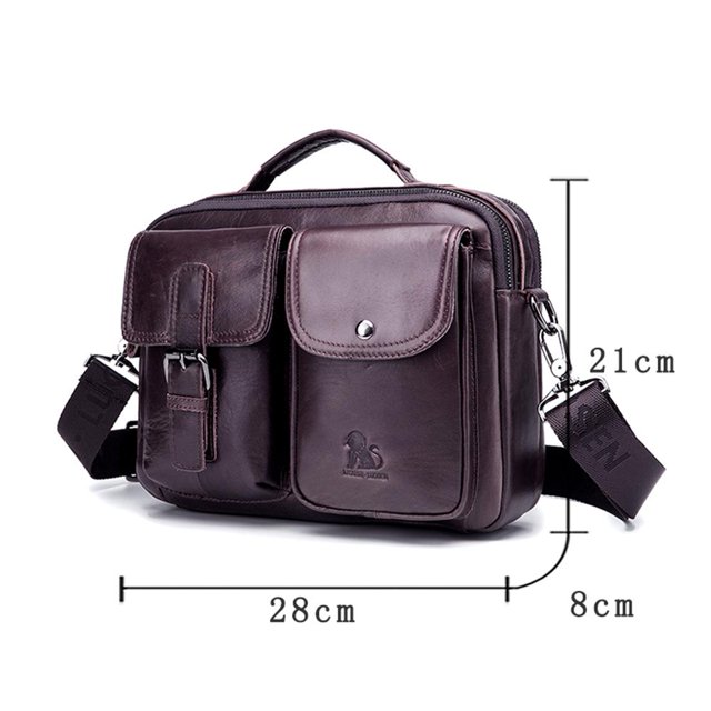 Bolsa de negocios de cuero genuino retro Hombres bandolera de hombro (Café) Likrtyny Para Estrenar