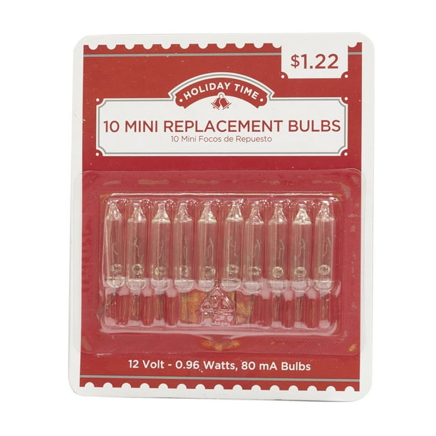 Holiday Time Mini Replacement Christmas Bulbs, Clear, 12 Volt,10Pack
