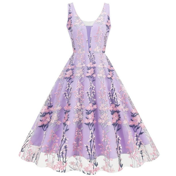 Vestido Sexy para las Mujeres Retro Bordado Impresión Camisola Estilo de Cintura Alta, Poliéster Ligero para Uso Versátil Diario Y de Fiesta