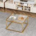 thumbnail image 6 of Coffee Table Glass, Minimalist Square Tables for Living Room, Modern Center Table for Office or Small Space, Tempered Glass, Sturdy Metal Frame, Easy Assembly, 26.4 x 26.4 x 15.7 Inches Gold, 6 of 10