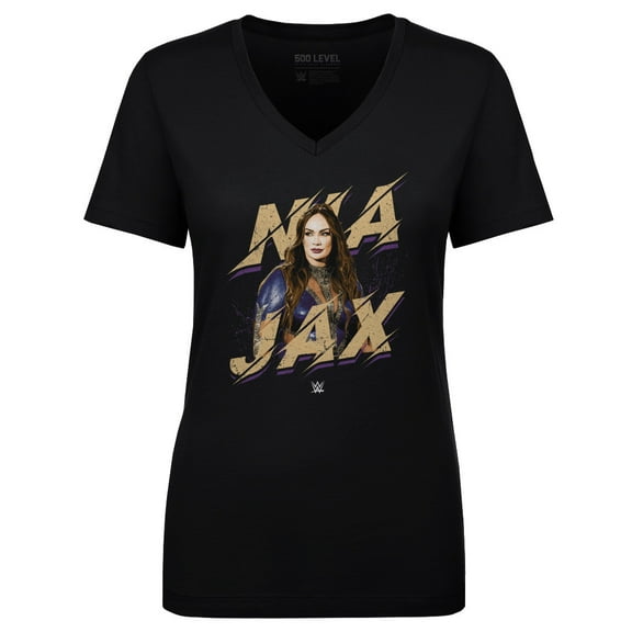 Women's 500 Level Black Nia Jax  V-Neck T-Shirt