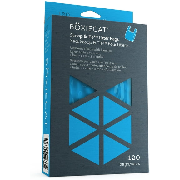 Boxiecat Scoop & Tie Litter Bags, Leak-Proof, 7 x 13.5 Inches, Cat Apparel