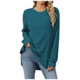 thumbnail image 2 of Lixiuxyad Women's Fashion Long Sleeve Tops Casual Round Neck Ladies Lightweight Top Trendy Flowy,Green XXL, 2 of 7