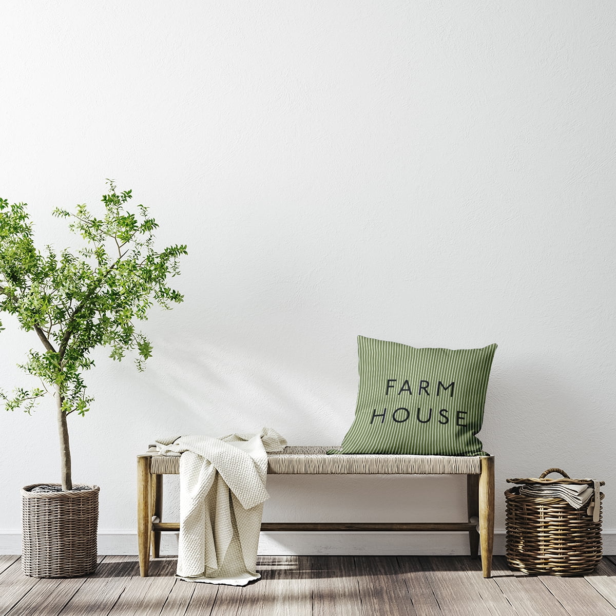 Simply Daisy 26-inch Square Farmhouse Ticking Poly Throw Pillow, Light Olive Green Qty 1