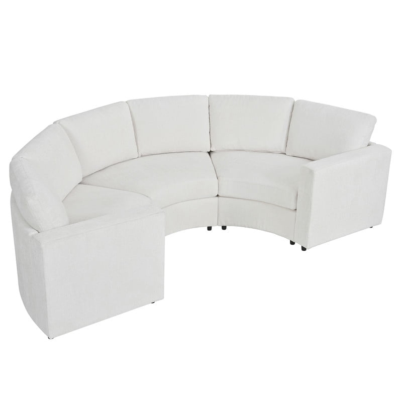 109.4" Curved Modular Sectional Sofa, 3-Seat Semi-Circular Chenille Couch, Deep Seat Modern Half Round Sofa with Soft Upholstery, Solid Pine Wood Frame for Living Room & Apartment