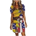 thumbnail image 1 of Mini Vestido de Verano Color Sólido Cuello en V Manga Corta Vestido de Becerro Medio, Vestido Corto de Verano, 1 of 5