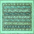 thumbnail image 1 of Ahgly Company Indoor Square Abstract Turquoise Blue Modern Area Rugs, 7' Square, 1 of 4