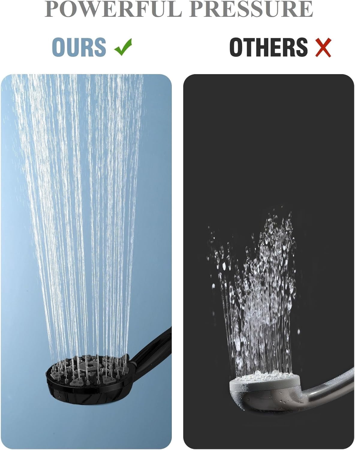 Bailu High Pressure Shower Head features a handheld 7-mode built-in power wash to clean your tub. Tile & Pet, 5" High Flow Handheld Rain Shower Head - Matte Black