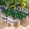 thumbnail image 2 of Green Christmas Table Cloths for 5 Foot Rectangle Tables, Xmas Tree Snowflakes Winter Holiday Patio Waterproof Elastic Fitted Tablecloths, Washable Rectangular Table Cover for Camping, 2 of 8