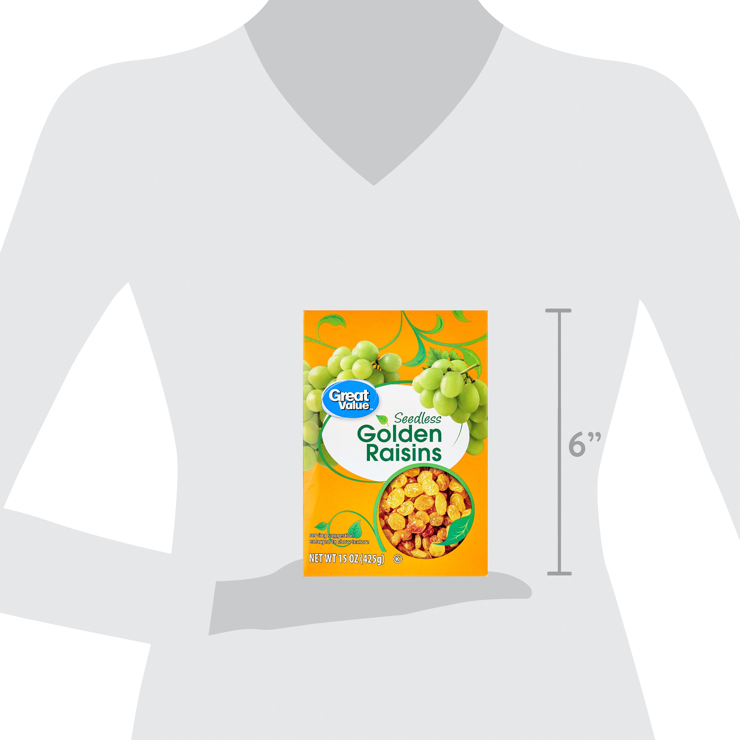 (4 pack) Great Value Seedless Golden Raisins Carton, 15 oz (425g)