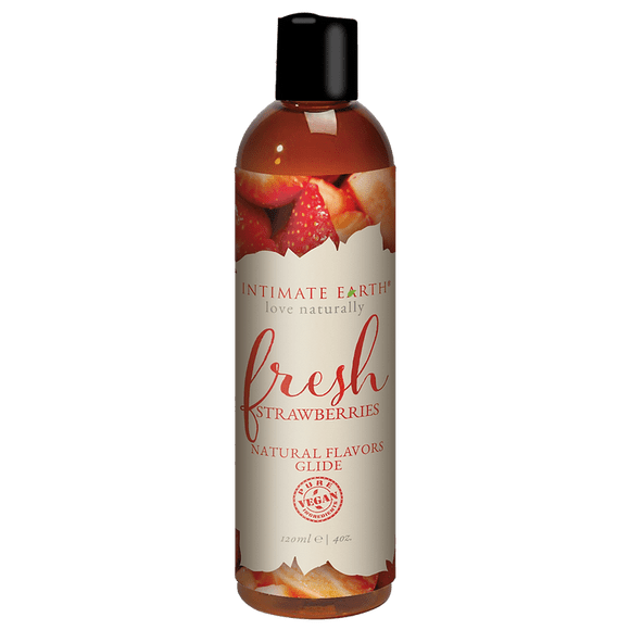 Intimate Earth Natural Flavors Glide, Water Based Flavored Personal Lubricant, Fresh Strawberries, 4 oz