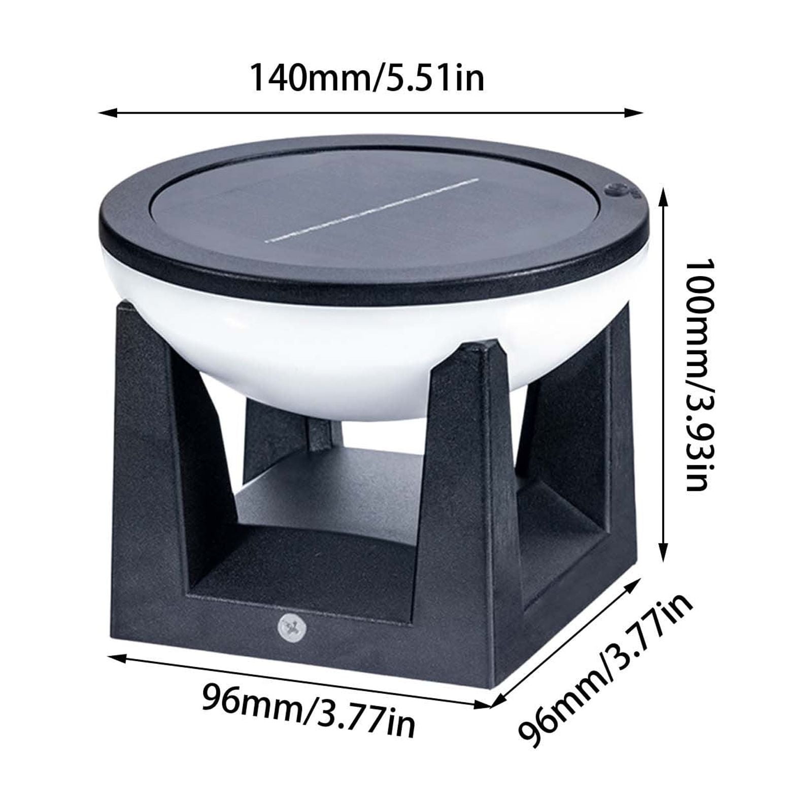 Solar Pillar Light , 5.51” Large Outdoor Post Modern Column Cap Lights Ip65 Waterproof Dusk To Dawn Deck Lantern Led Lamp for Flat Surface Patio Garden Decoration（Round）