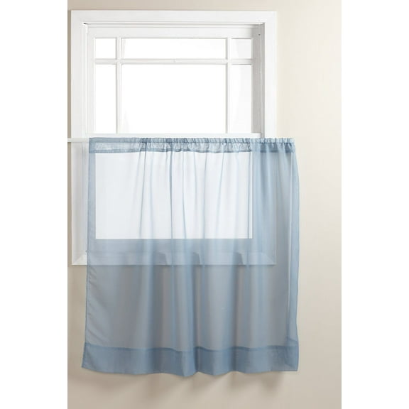 Graceful 36" Short Panel Solid Sheer Window Curtain Rod Pocket 58" Wide - Light Blue