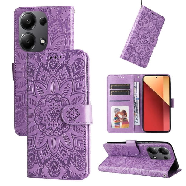 Funda tipo cartera GANGXUN para Xiaomi Poco M6 Pro 4G , diseño girasol, cuero PU, soporte, cierre magnético, tarjetero