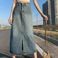 thumbnail image 4 of Women Summer Long Skirt Korean Midi Female Casual Street Blue Knee Length Jeans, 4 of 6
