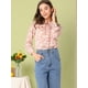 thumbnail image 4 of Blusa Allegra K Manga Larga Estampado Floral Con Volantes Cuello De Corbata Para Mujer Blanco M, 4 of 6