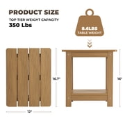 Naipo Outdoor Side Table for Patio, Double Deck Adirondack End Table, Weather Resistant HDPS Rectangular Patio Table for Deck Garden Poolside, All-Weather Outdoor Furniture, Easy Assembly - Teak