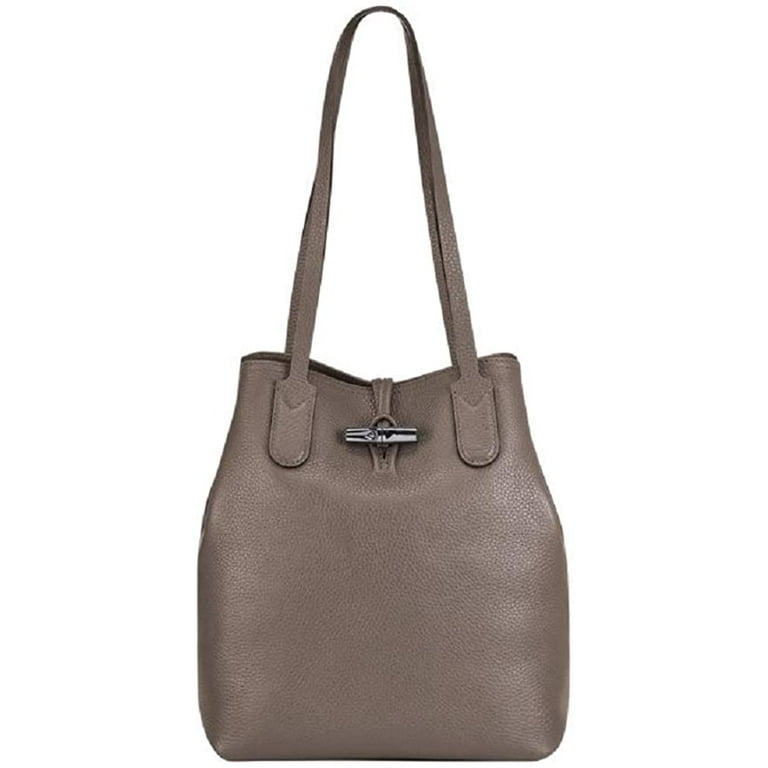 Longchamp Medium Roseau Essential Leather Shoulder Bag - Grey