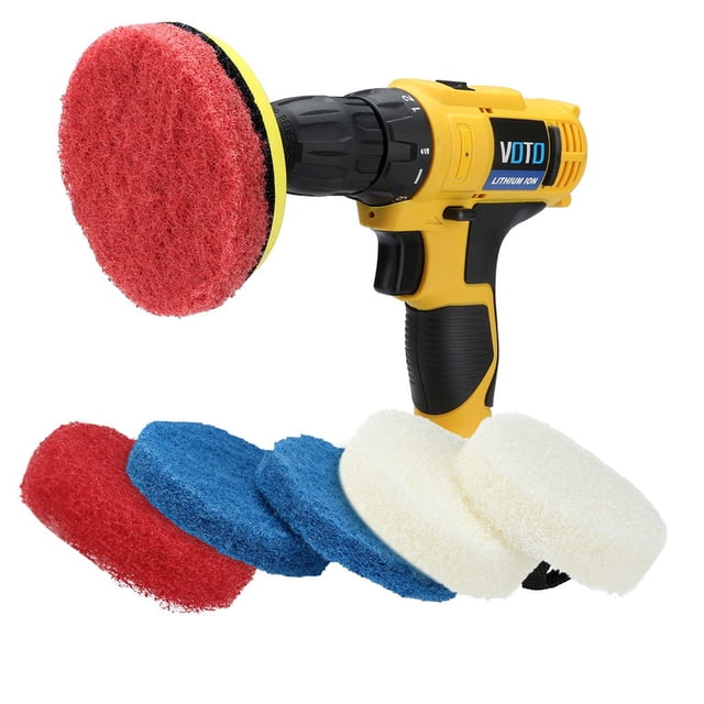 6PCS Bathroom Kitchen Cleaning Drill Brush Set, with Scrub Pads, for Cleaning Stains