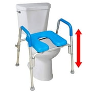 Ultimate Raised Toilet Seat Voted Most Comfortable Padded with Armrests Adjustable Height Fits All Shaped Toilets