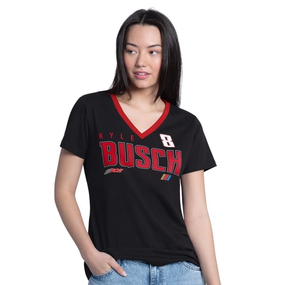Women's G-III 4Her by Carl Banks Black Kyle Busch Best Team V-Neck T-Shirt