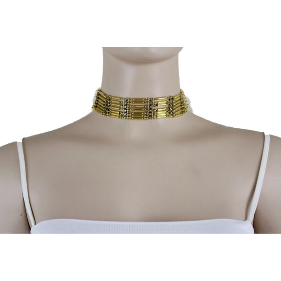 Pretty Women Gold Metal Chains Indian Fashion Necklace Ethnic Style Jewelry Set