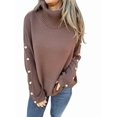 thumbnail image 3 of Women'S Oversized High Neck Chunky Pullover Cowl Neck Long Sleeve Winter Slouchy Loose Knit Sweaters Dark Brown XXXL, 3 of 8