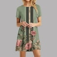 thumbnail image 3 of JTZGDY Women's Summer Dresses 2025 Beach Boho Floral Print Mini Sundress Short Sleeve Loose Casual Round Neck Graphic Short Tshirt Dress Green#01 S, 3 of 8