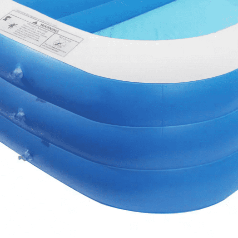 10 ft. x 6 ft. Rectangular Inflatable Swimming Pool, Above Ground PVC Outdoor Pool, Blue
