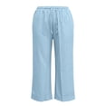 thumbnail image 4 of SBYOJLPB Women's Plus Size Pants Solid Color Elastic Waist Drawstring Pants with Pocket, 4 of 7