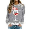 thumbnail image 2 of TIMIFIS Chandail en Molleton Oversize de Noël pour Femmes Décontracté Mignon Verre de Vin Rouge Flocon de Neige Imprimé Col Rond Chandail Cadeaux pour Noël, 2 of 4