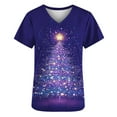 thumbnail image 4 of Oplxuo Christmas Scrubs Tops for Women Plus Size Stretchy Short Sleeve V Neck Xmas Tree Snowflake Print Nurse Scrub Medical Uniform, 4 of 4