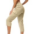 thumbnail image 6 of GXIPO Women's Plus Size Cargo Capris High Waisted Casual Hiking Pants Quick Dry Summer Outdoor Travel Shorts Khaki L, 6 of 7